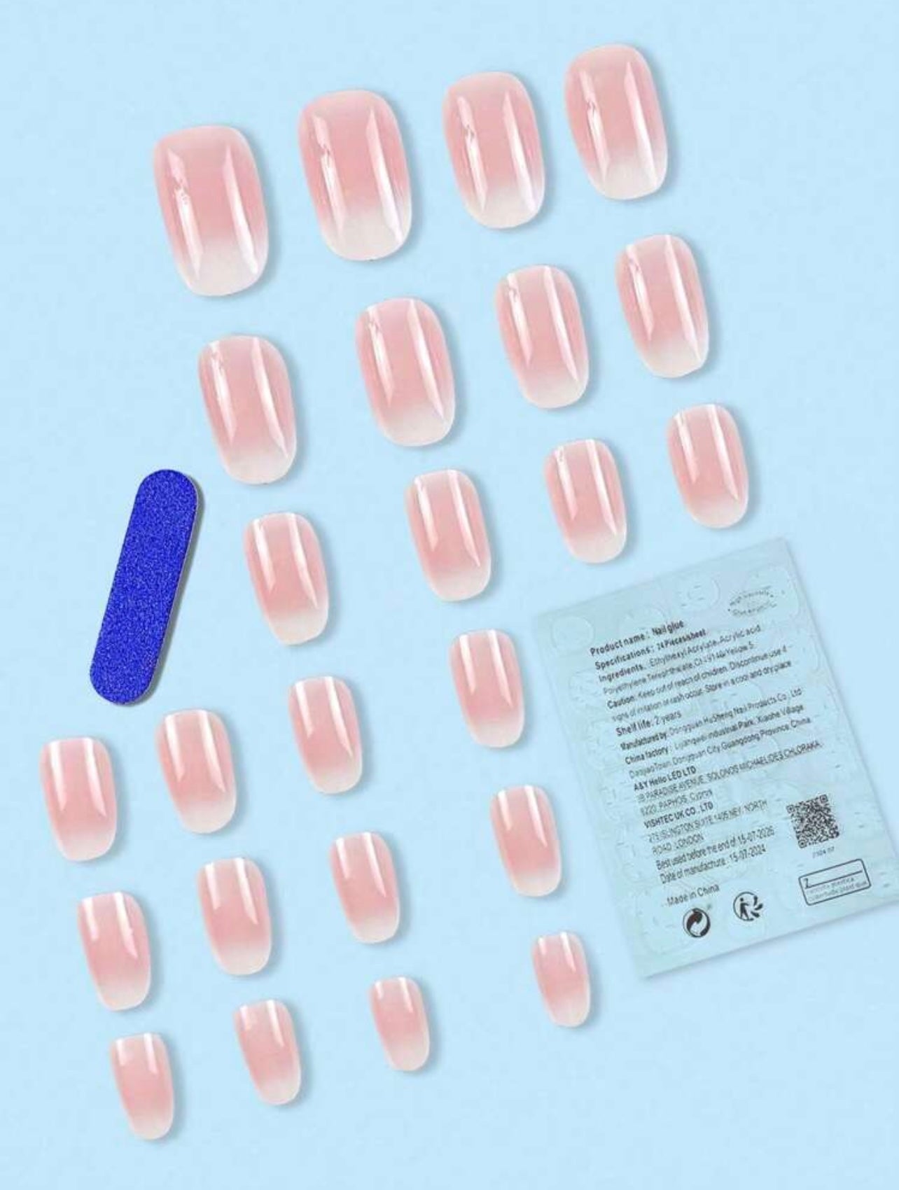 Pinkish White Oval Press On Nails