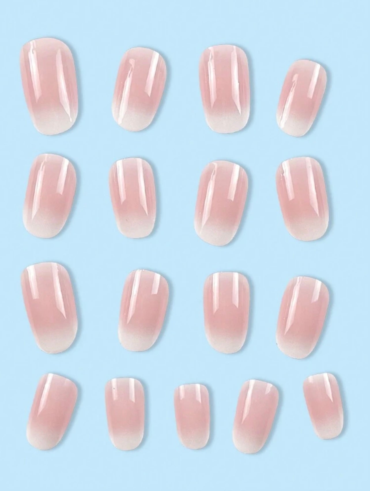 Pinkish White Oval Press On Nails