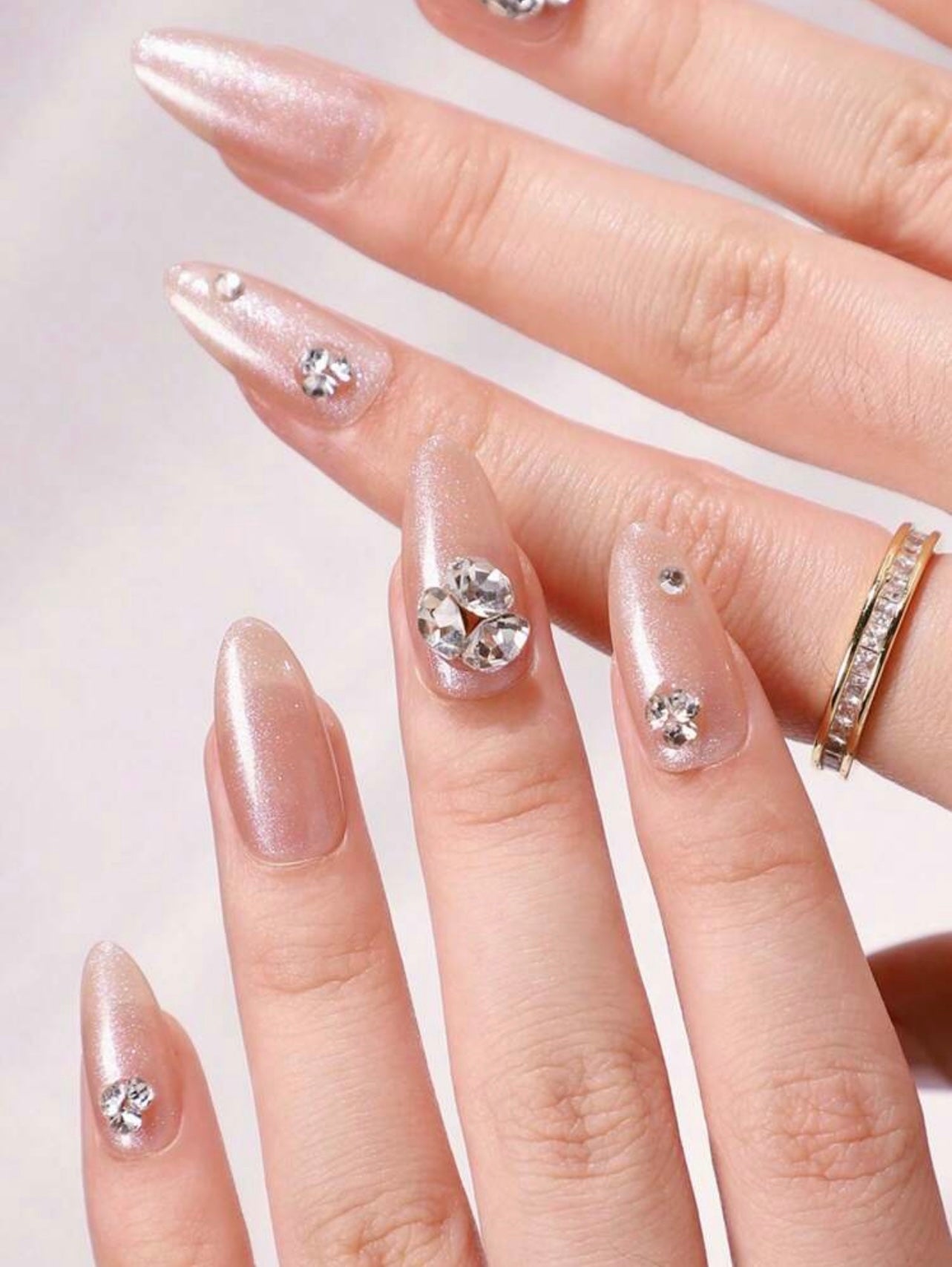 Korean Style Nude Long Almond Press on Nails